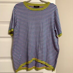 Striped Blue and Pink Short Sleeve Top